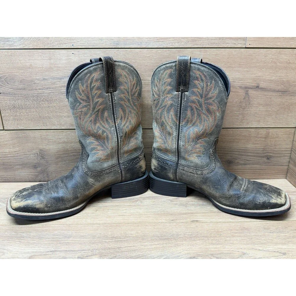 Ariat Mens Sport Square Toe Western Boots 10019958 Distressed Brooklyn Brown 9D